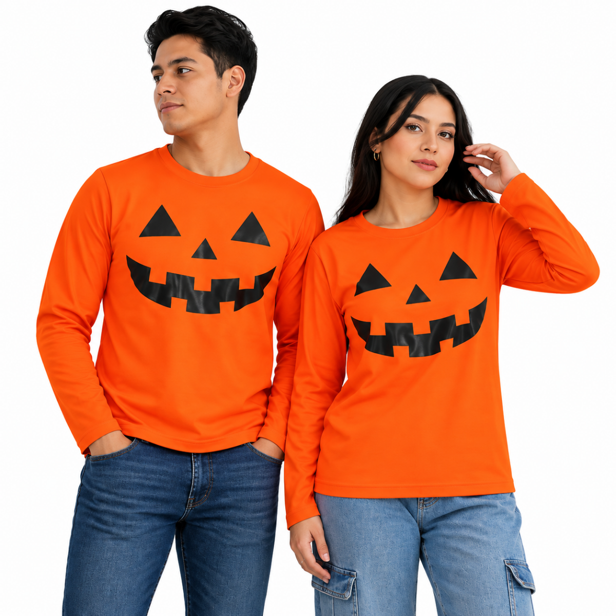 Playera manga larga calabaza halloween unisex Ross