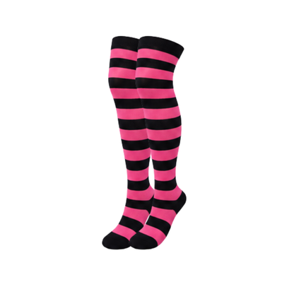 Calceta medieta halloween rayas rosa negro unitalla Camila