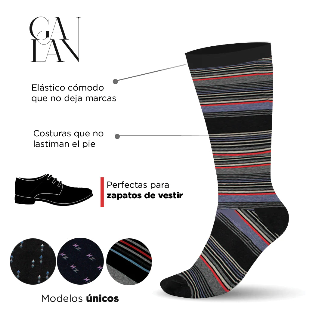 Calcetines caballero fantasía galán #8014 paquete de 6