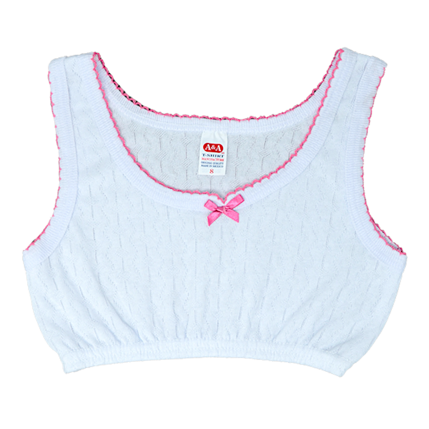 Corpiño rombos blanco y rosa AYA niña