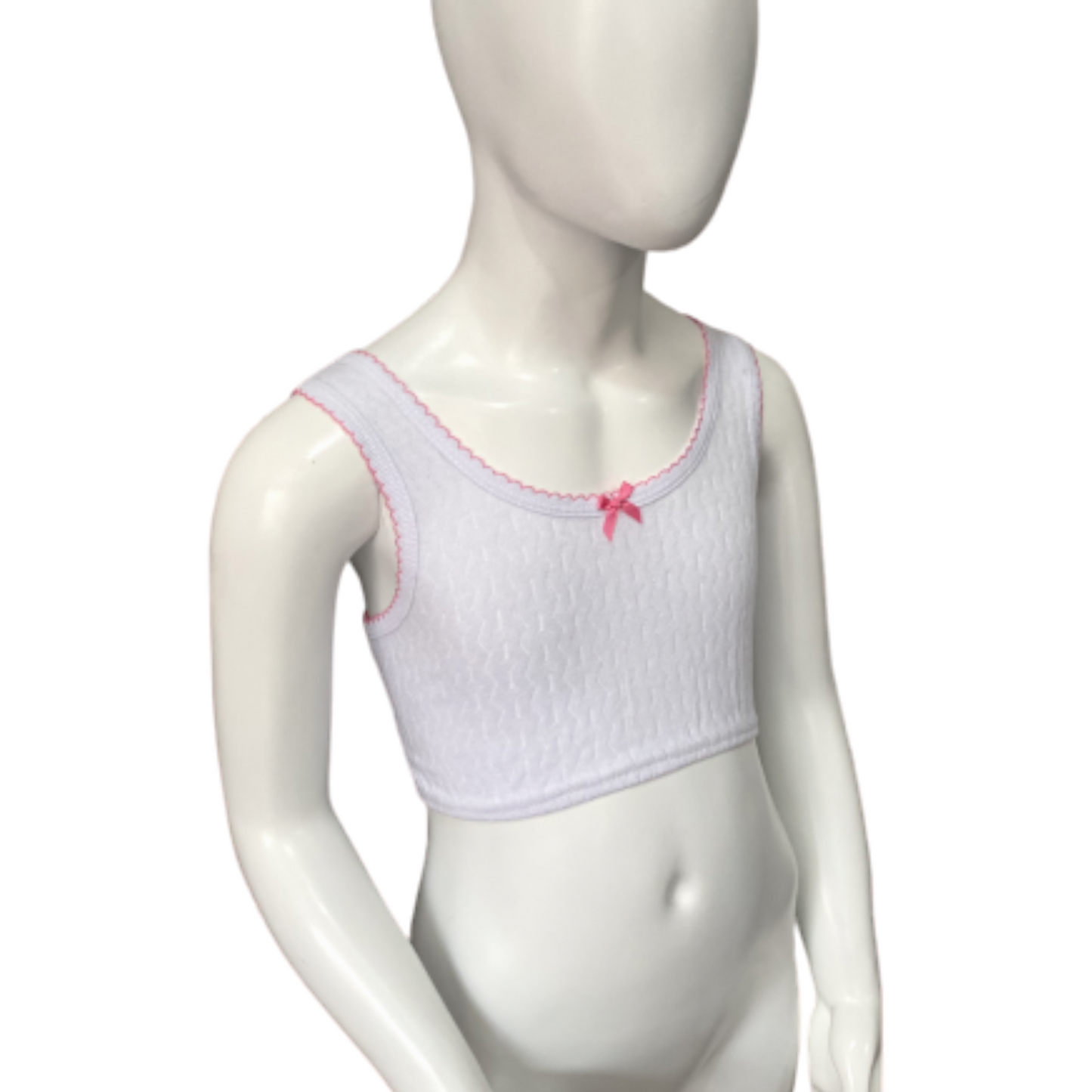 Corpiño rombos blanco y rosa AYA niña