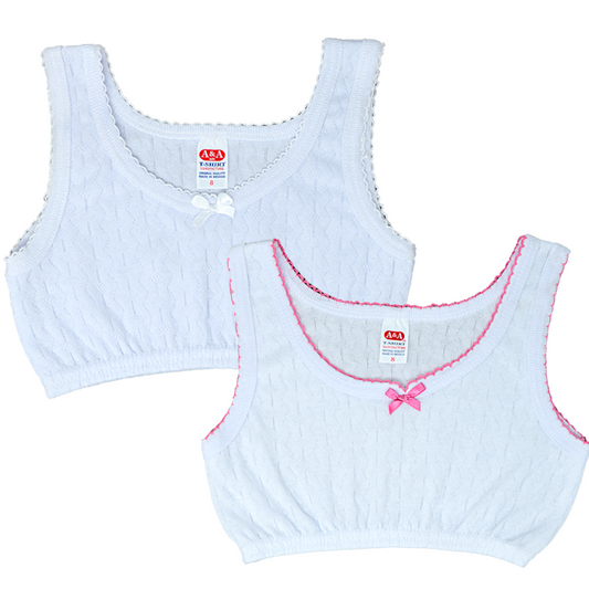 Corpiño rombos blanco y rosa AYA niña