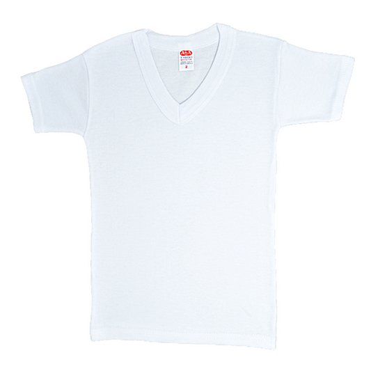 Playera manga corta cuello V blanca AYA unisex