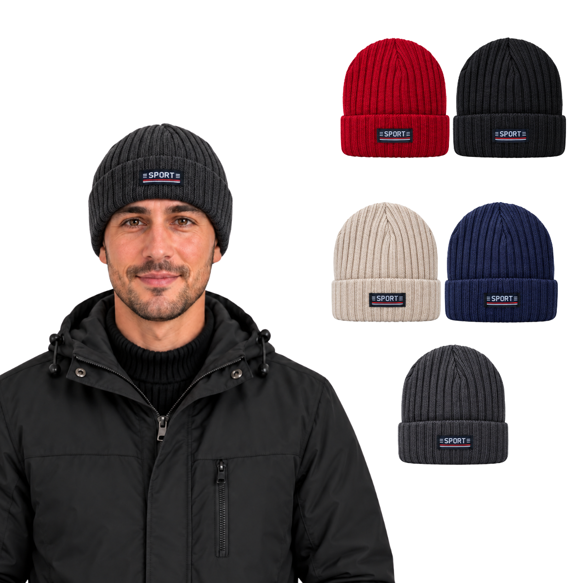 Gorro deportivo sport surtido caballero Valiz paquete de 6