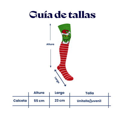 Calceta medieta navideña rayada de grinch unitalla Oslo
