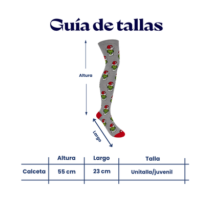 Calceta medieta navideña grinch fondo gris unitalla Oslo