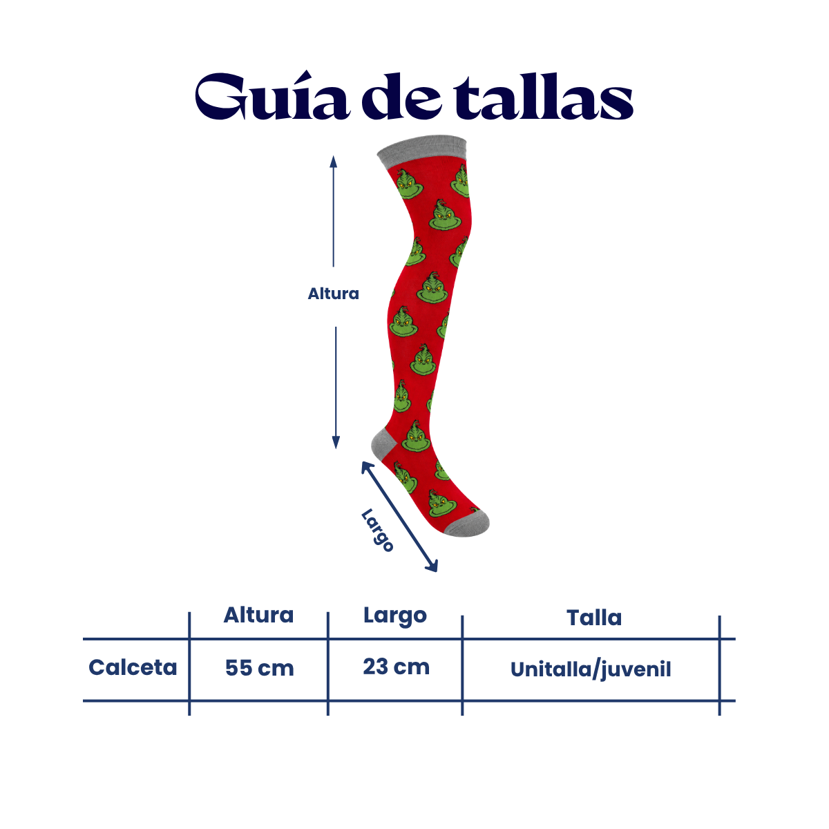 Calceta medieta navideña grinch fondo rojo unitalla Oslo