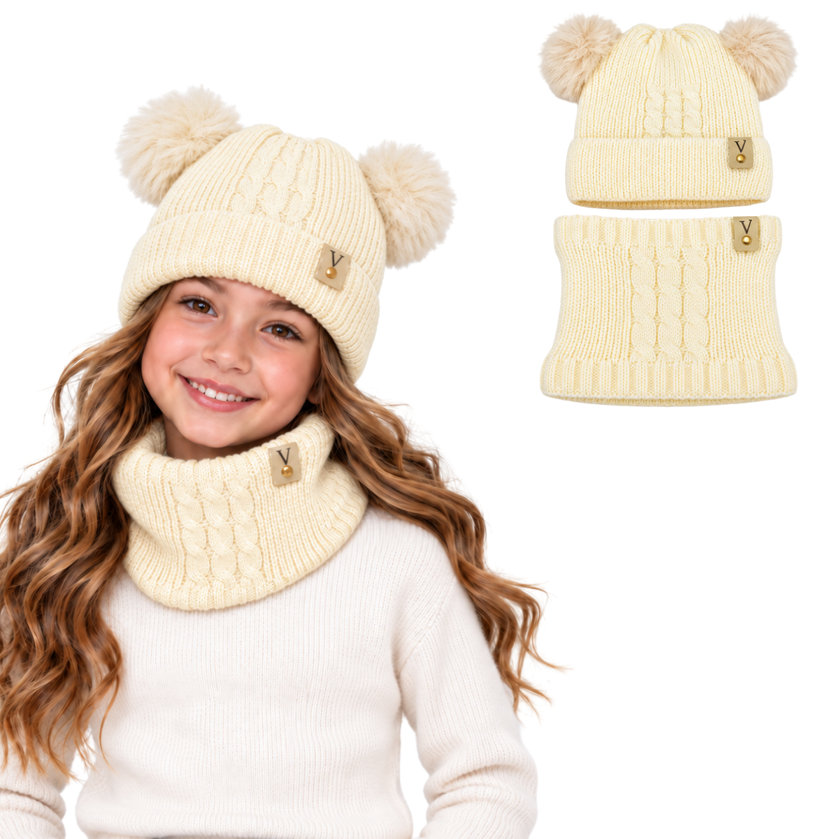 Set 2 en 1 gorro cuellera afelpada surtido infantil Valiz paquete de 6