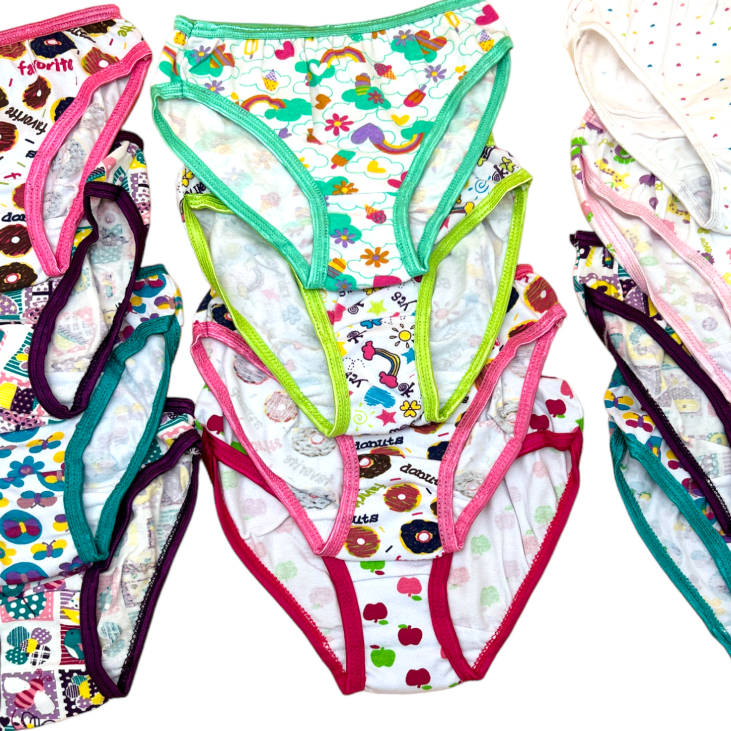 Bikinis estampados de color varias tallas niña paquete de 12