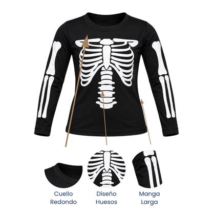 Playera manga larga huesos halloween unisex Ross