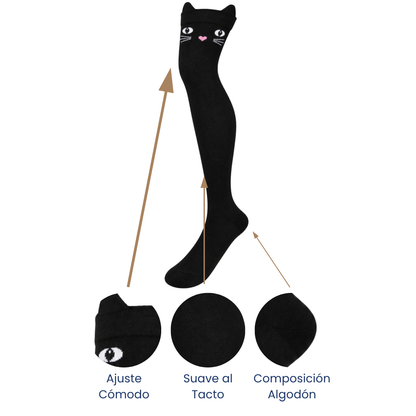 Calceta medieta gato negro unitalla Oslo