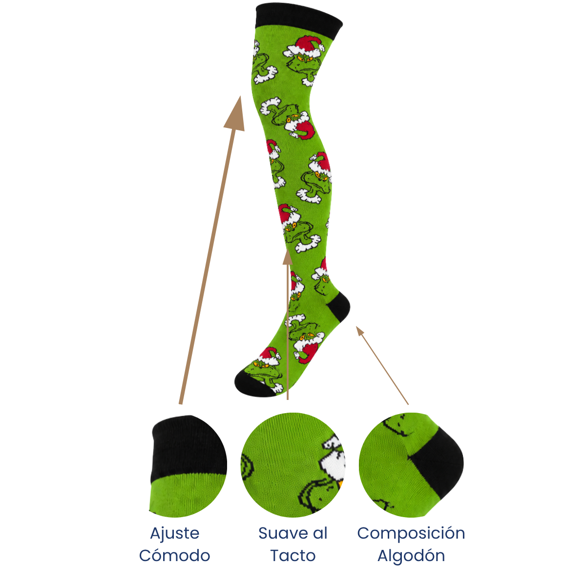 Calceta medieta navideña caritas grinch unitalla Oslo