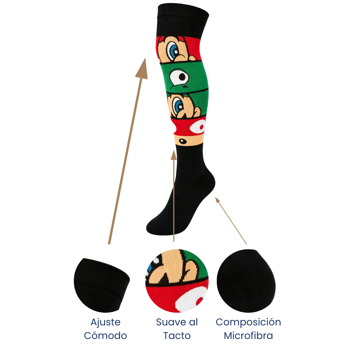 Calceta medieta personajes de Mario unitalla Leka