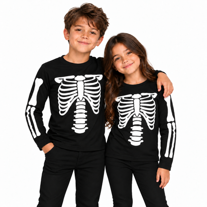 Playera manga larga huesos halloween unisex Ross