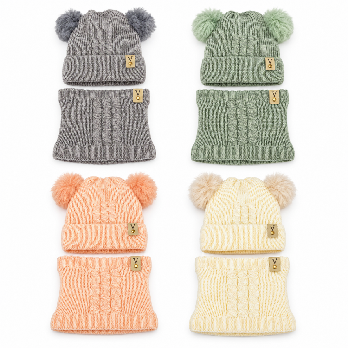 Set 2 en 1 gorro cuellera afelpada surtido infantil Valiz paquete de 6