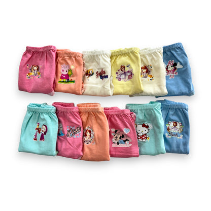 Pantaleta económica estampada princesas niña varias tallas paquete de 12