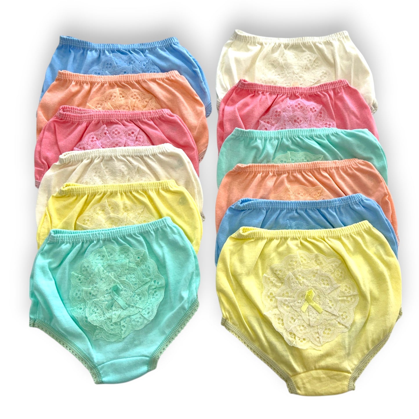 Pantaleta con olan de color económica varias tallas y modelos paquete de 12