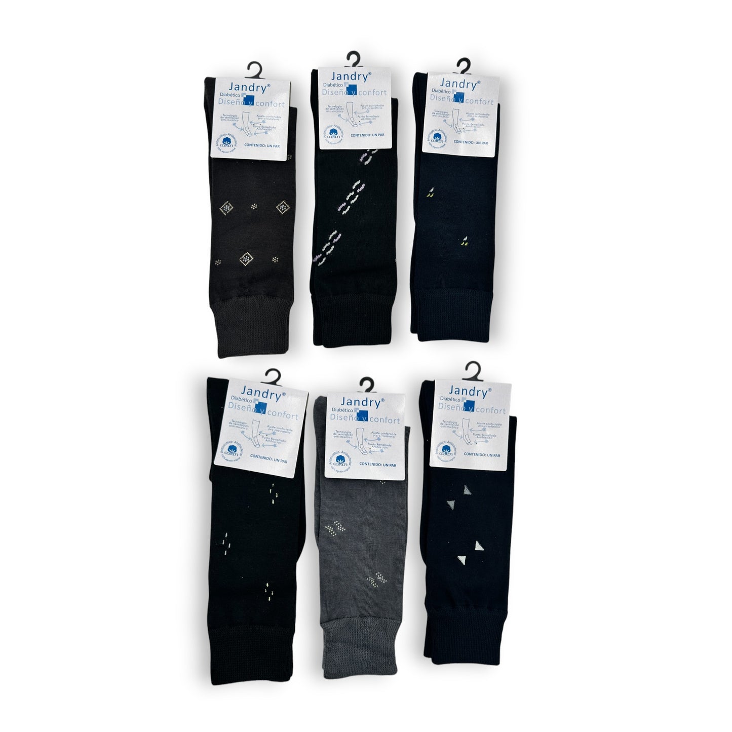 Calcetines estampados diabético Jandry paquete de 6