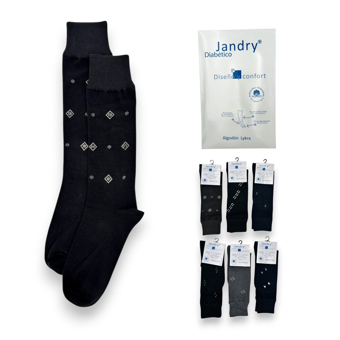 Calcetines estampados diabético Jandry paquete de 6