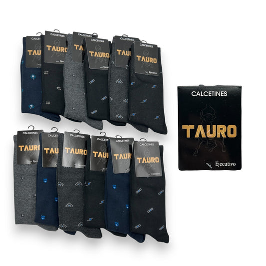Calcetines de algodón unitalla caballero Tauro fantasía paquete de 12