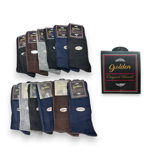 Calcetines para diabético de algodón unitalla caballero golden liso paquete de 12