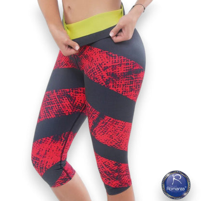Leggins deportivos estampados tipo capri con compresión media colombiano #007E Romanza