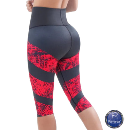 Leggins deportivos estampados tipo capri con compresión media colombiano #007E Romanza