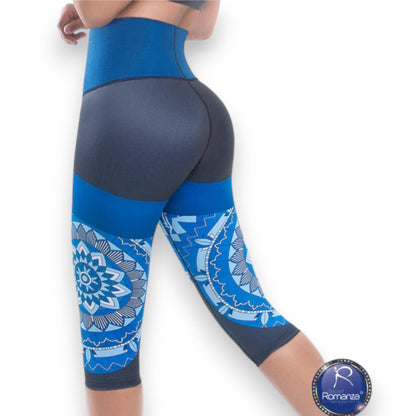 Leggins deportivos estampados tipo capri con compresión media colombiano #007E Romanza