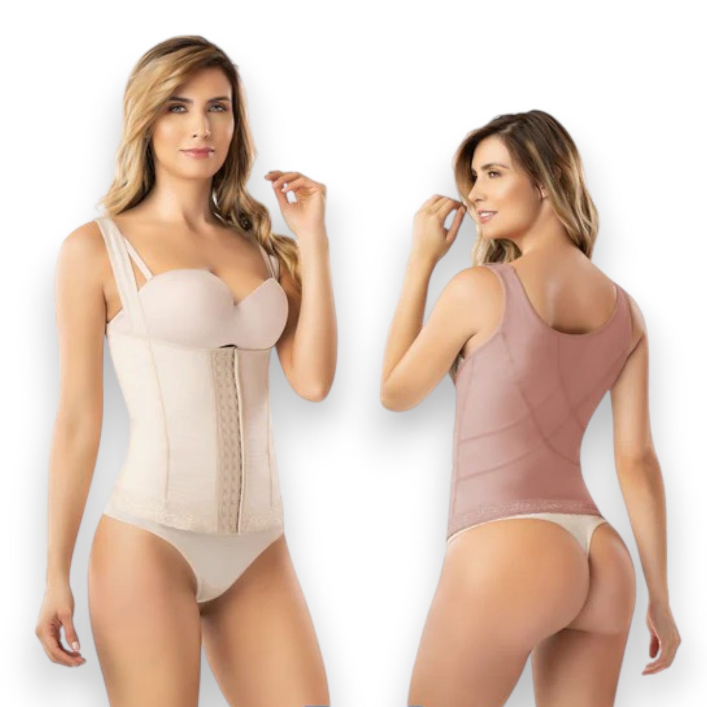 Faja colombiana chaleco con tres líneas de broches #3056 Romanza