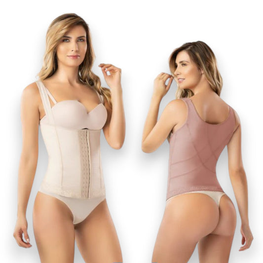 Faja colombiana chaleco con tres líneas de broches #3056 Romanza