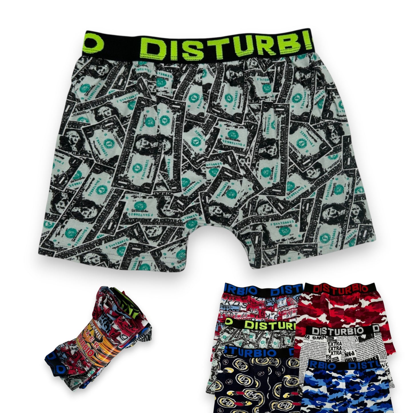 Biker de algodón estampado surtido juvenil Disturbio paquete de 12