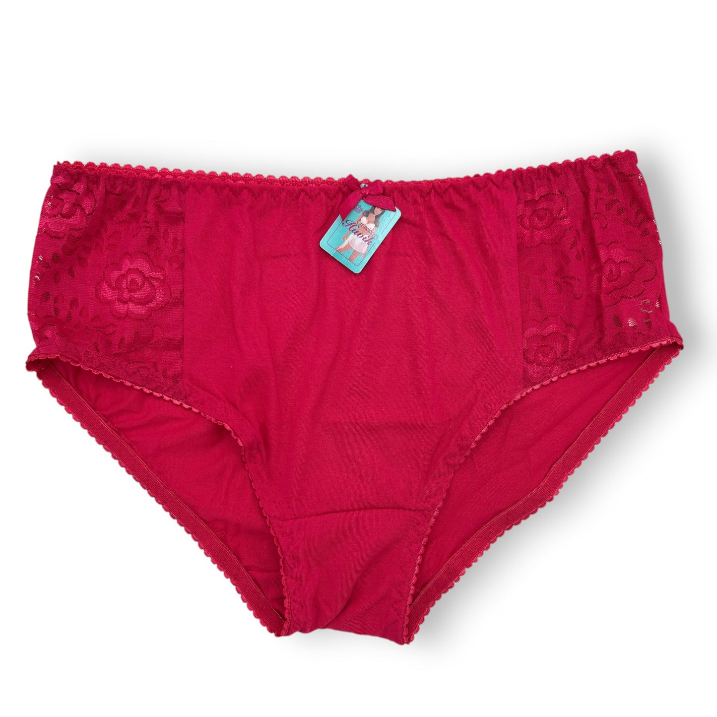 Pantaleta de algodón lisa con encaje lateral surtida dama #254 Huvik paquete de 12