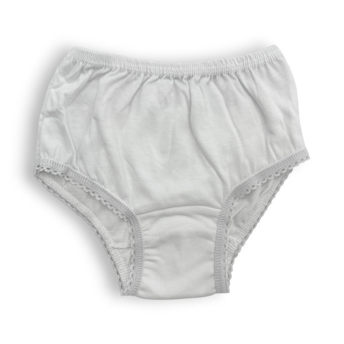 Pantaleta económica blanca lisa niña Chavely paquete de 12
