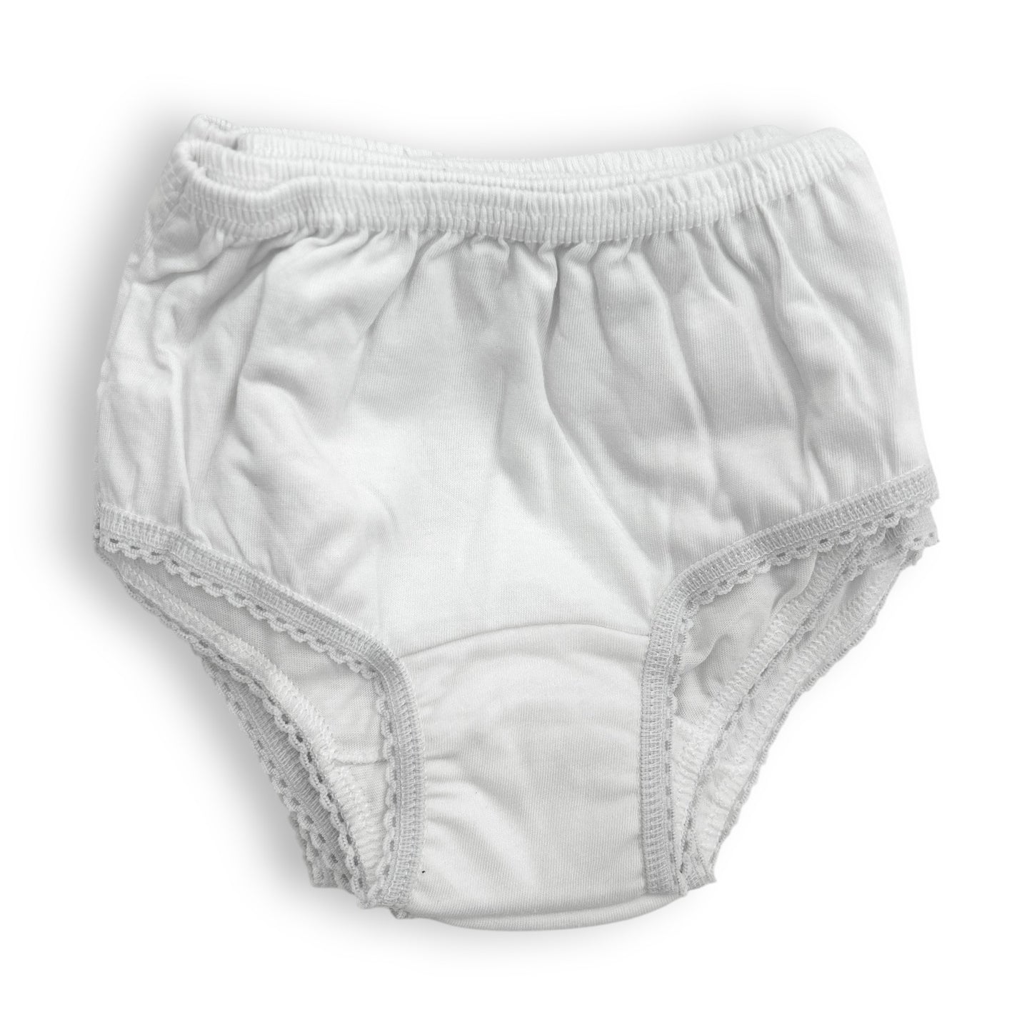 Pantaleta económica blanca lisa niña Chavely paquete de 12