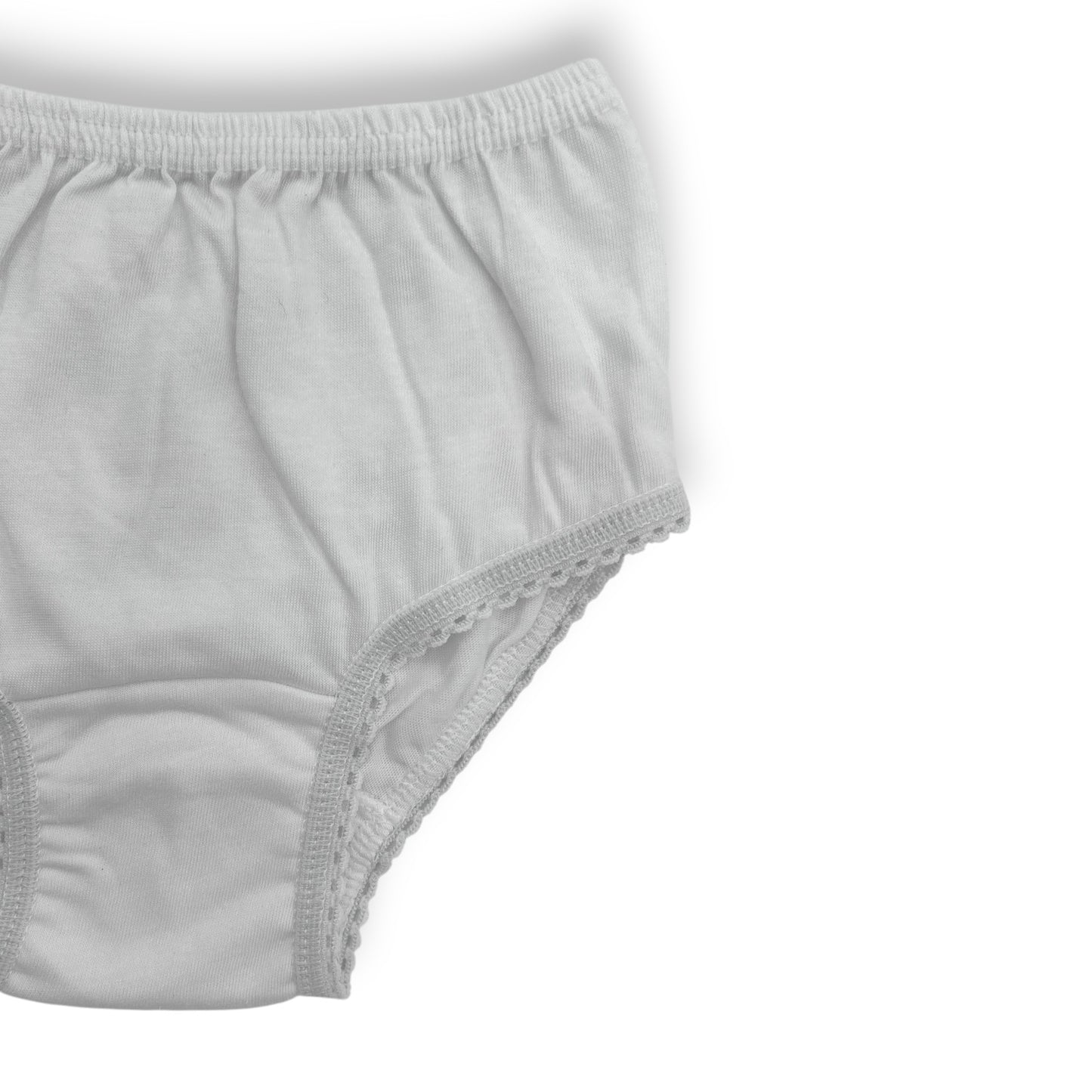 Pantaleta económica blanca lisa niña Chavely paquete de 12