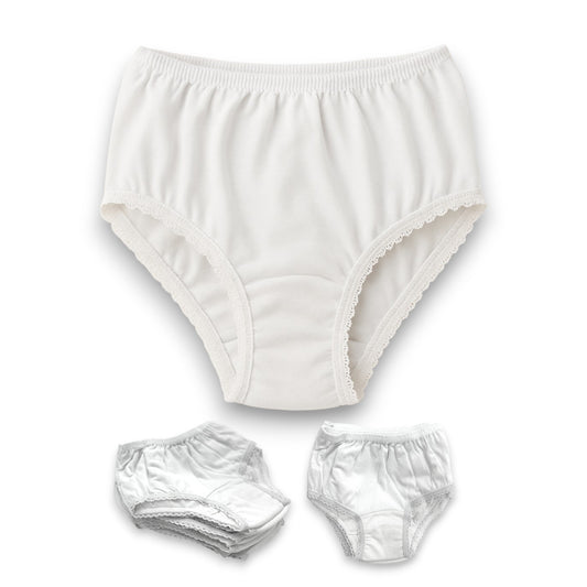 Pantaleta económica blanca lisa niña Chavely paquete de 12