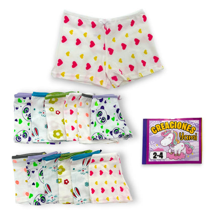 Boxer económico estampado niña Fedai paquete de 12