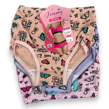 Pantaleta económica estampada surtida niña Jimmy paquete de 12