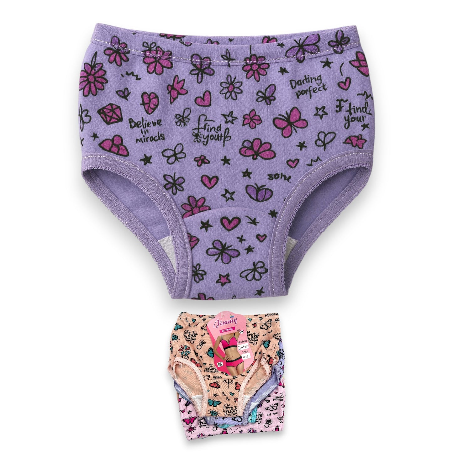 Pantaleta económica estampada surtida niña Jimmy paquete de 12
