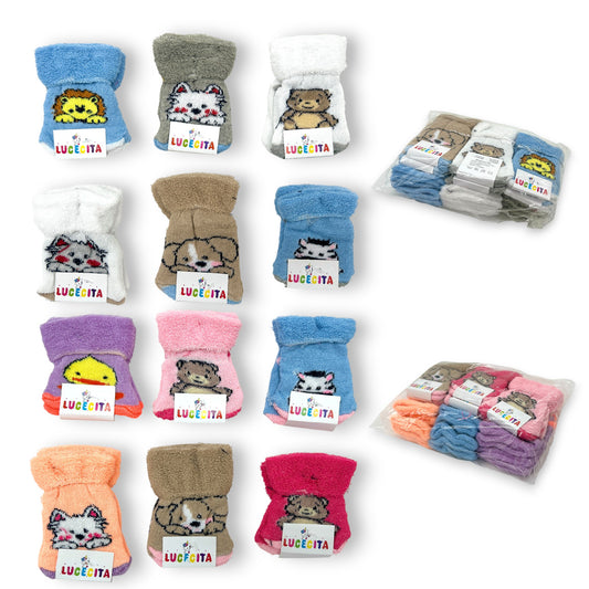 Tin felpa animalitos surtido unitalla bebe Lucecita paquete de 12
