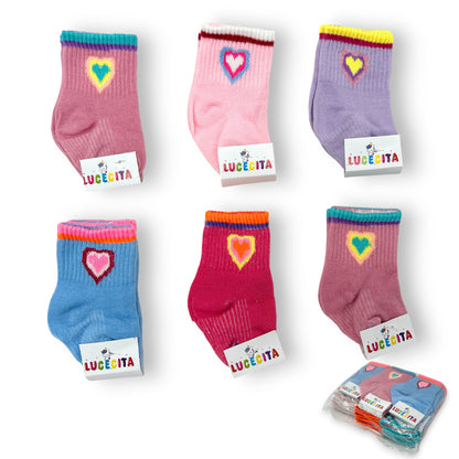 Tin largo corazón surtido unitalla bebe Lucecita paquete de 12