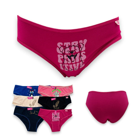 Bikini de algodón estampado surtido unitalla dama D&R paquete de 6