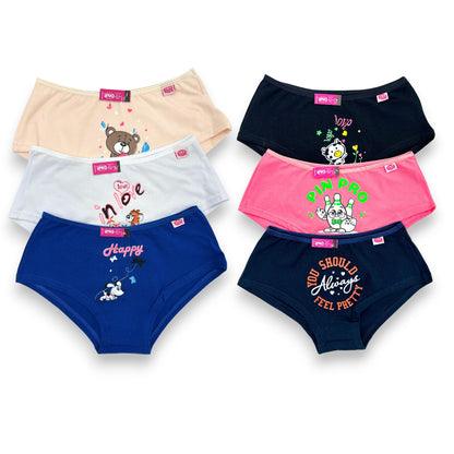 Boxer corto de algodón estampado surtido unitalla dama D&R paquete de 6