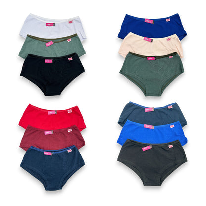 Boxer corto de algodón liso surtido unitalla dama D&R paquete de 6