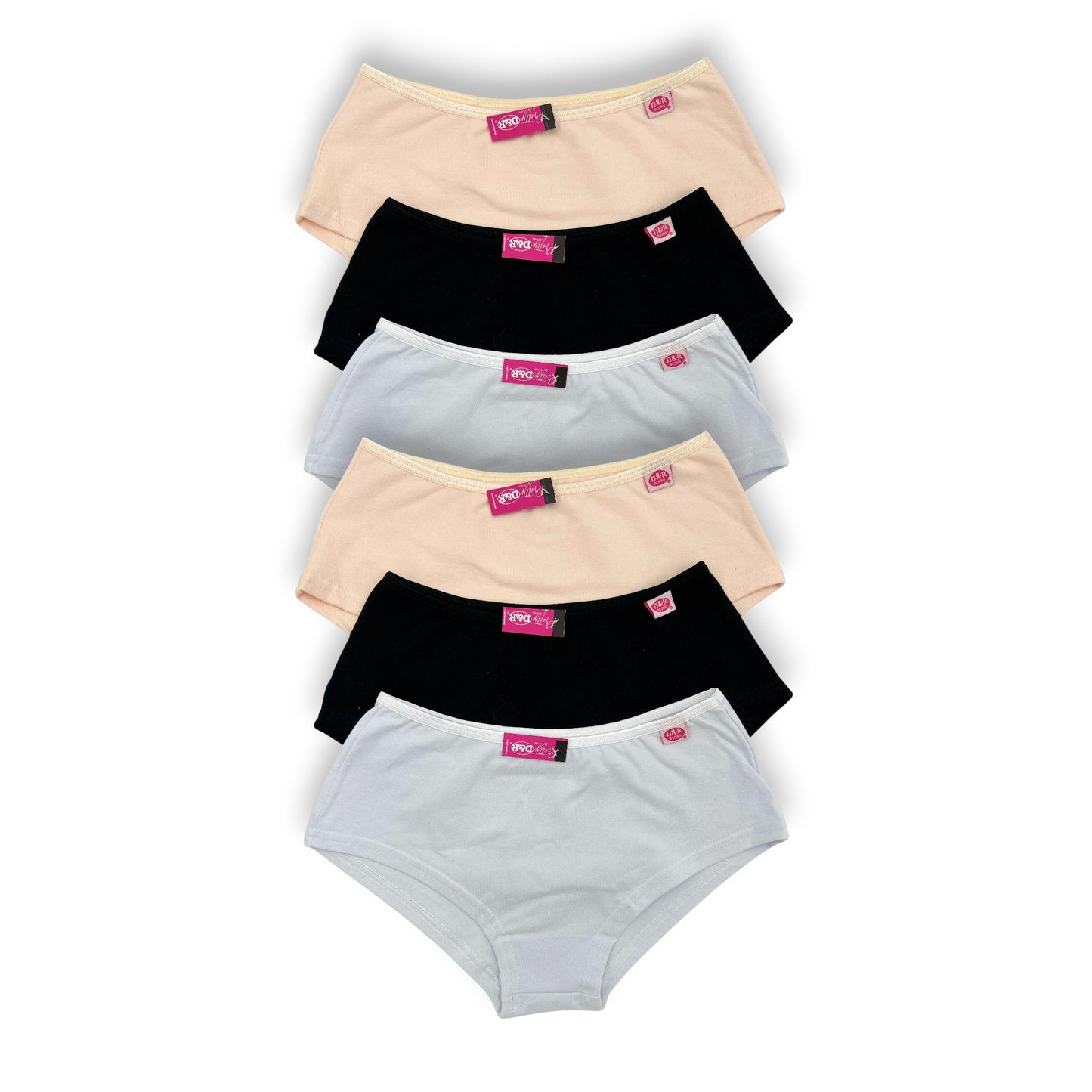 Boxer corto de algodón liso surtido unitalla dama D&R paquete de 6