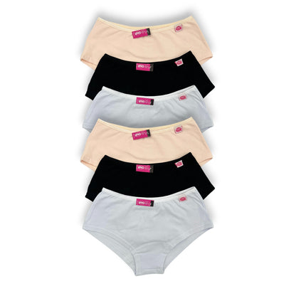 Boxer corto de algodón liso surtido unitalla dama D&R paquete de 6