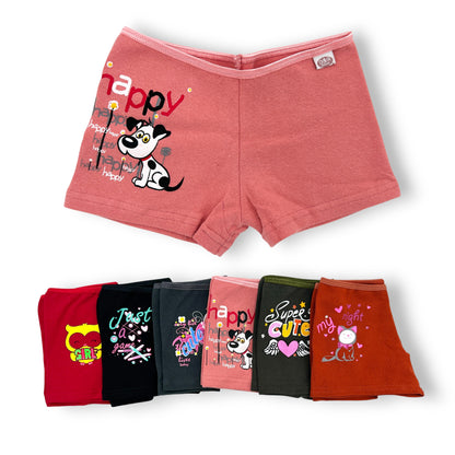 Boxer largo de algodón estampado surtido niña D&R paquete de 6