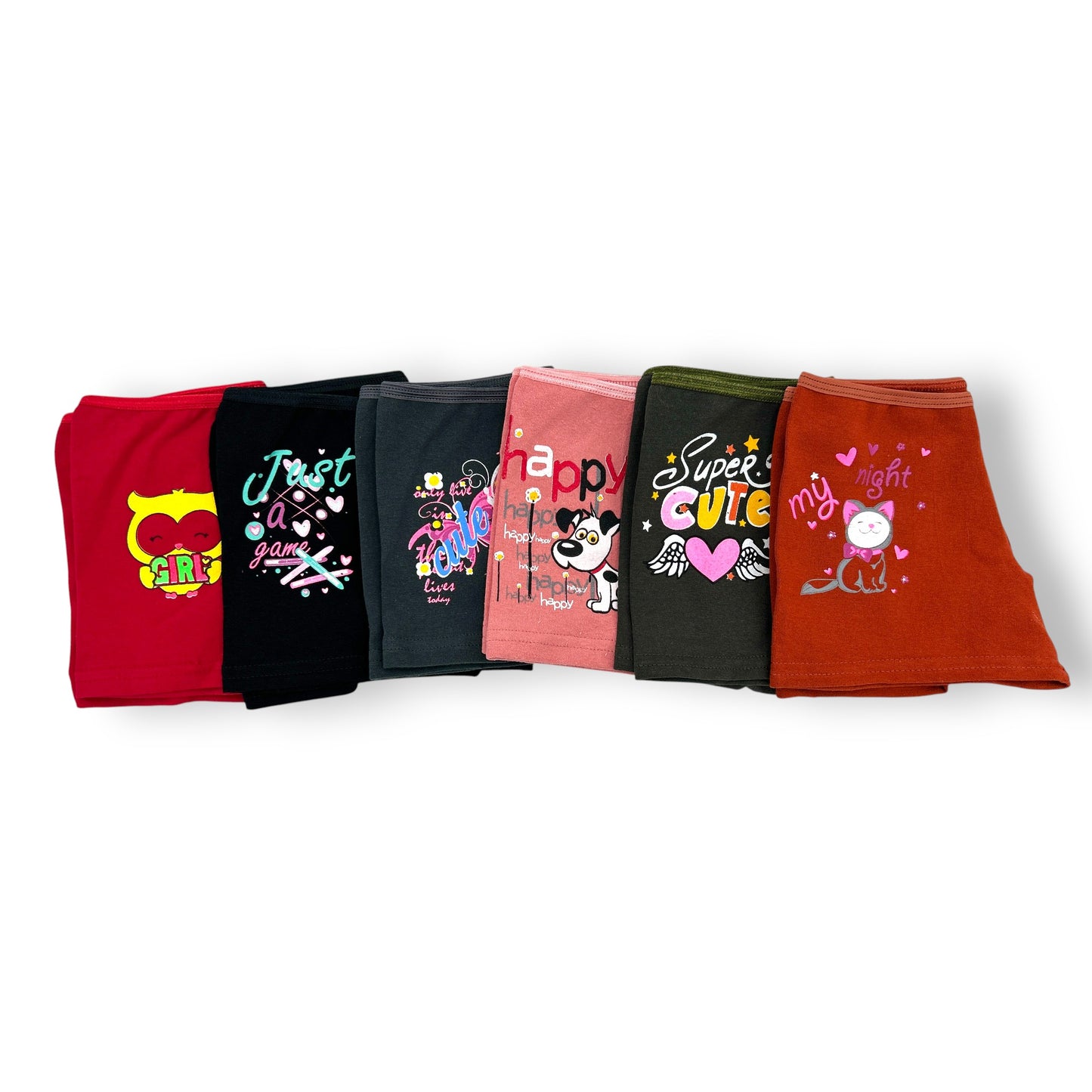 Boxer largo de algodón estampado surtido niña D&R paquete de 6