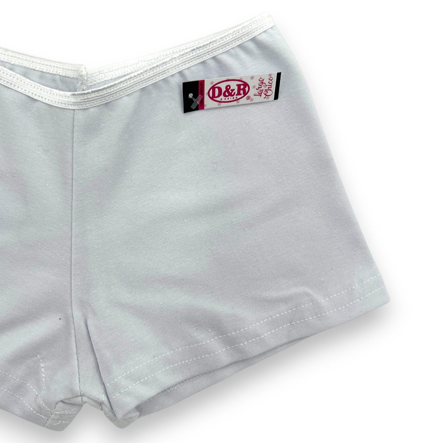 Boxer largo de algodón liso blanco niña D&R paquete de 6