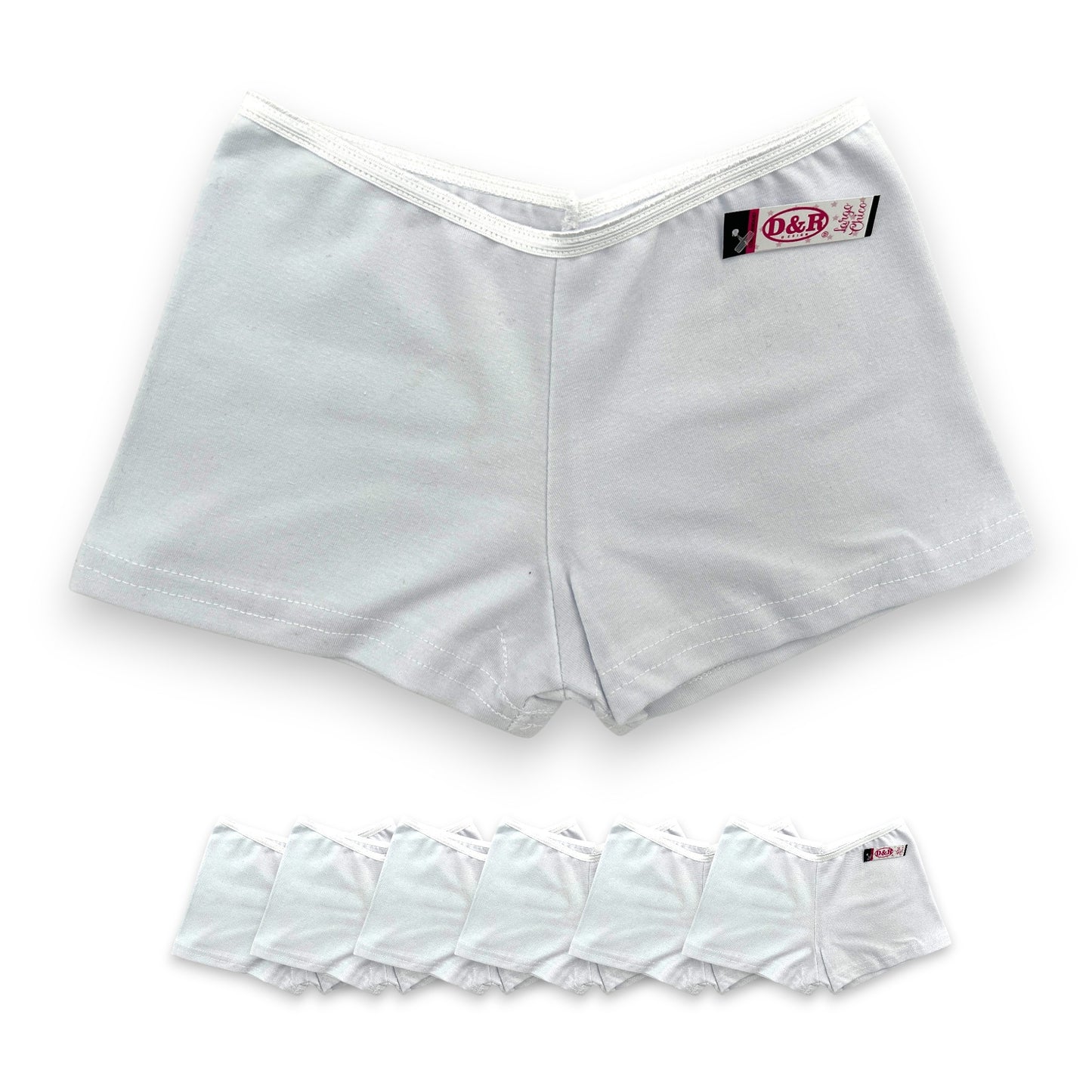 Boxer largo de algodón liso surtido juvenil D&R paquete de 6